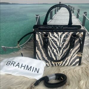 Brahmin Black and Cream Satchel